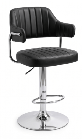 Black Hydraulic Bar Stool Chair with Chrome Pedestal