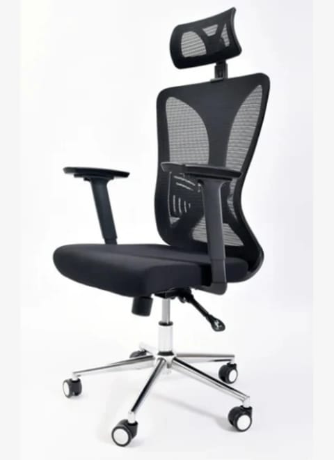High-Back Executive Office Chair with Polished Chrome Base