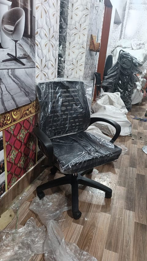Black Quilted Task Chair with Arms