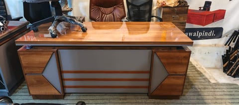 Large Wood & Gray Reception Counter