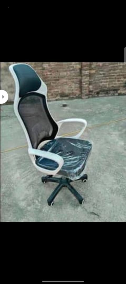 White-Frame Racing-Style Mesh Office Chair