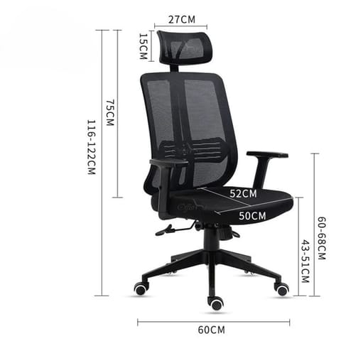 Black Ergonomic Mesh Chair with Headrest
