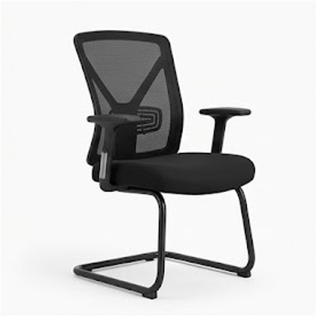 Black Padded Visitor Chair with Chrome Sled Frame