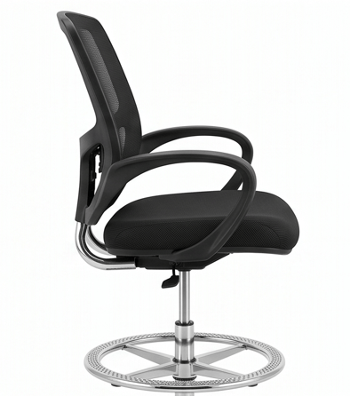 Black Hydraulic Office Chair With Footring — view 3
