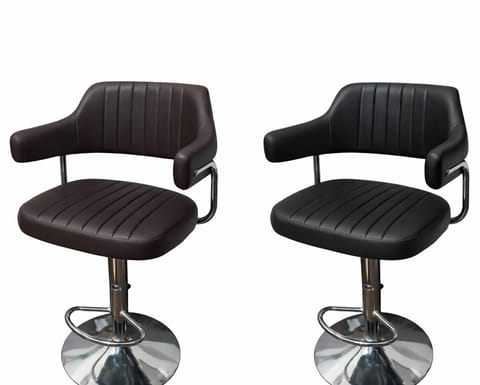 Ribbed Bar Stools in Brown & Black (Pair)