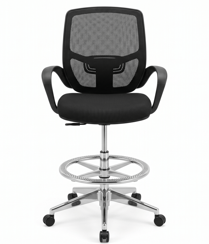 Black Hydraulic Office Chair With Footring — view 5