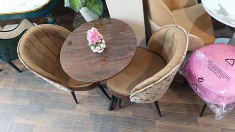 Round Coffee Table Set with Lounge Chairs