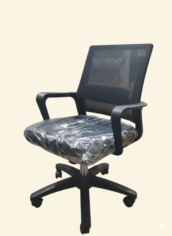 Black Mesh Office Task Chair with Arms — alternate view
