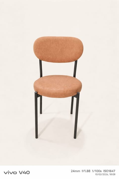 Tan Upholstered Café Chair with Slim Black Legs
