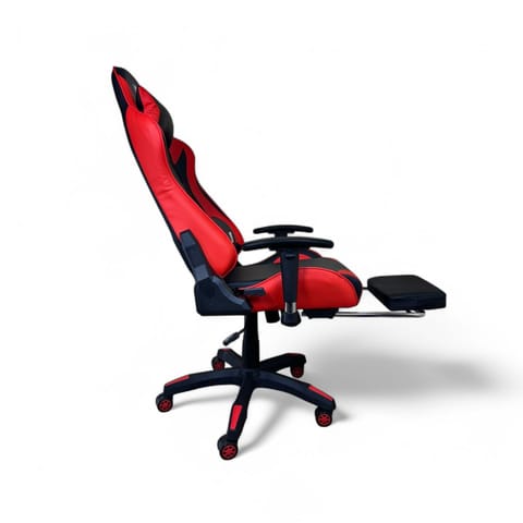 Reclining Gaming Chair with Footrest & Red Accents